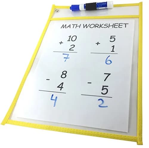 Clipco Assorted Colors Dry Erase Pocket Sleeves 6-Pack | Reusable Worksheet Protectors for Teachers & Students thumbnail 4