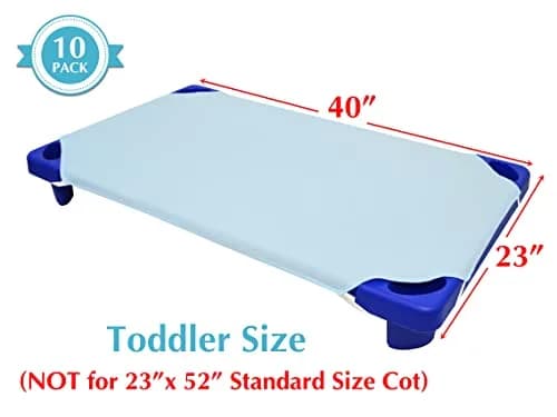 American Baby Company 10 Piece Cotton Percale Toddler Cot Sheets 23" x 40" | Soft & Breathable Cot Sheets for Daycare, Preschool, Blue thumbnail 2