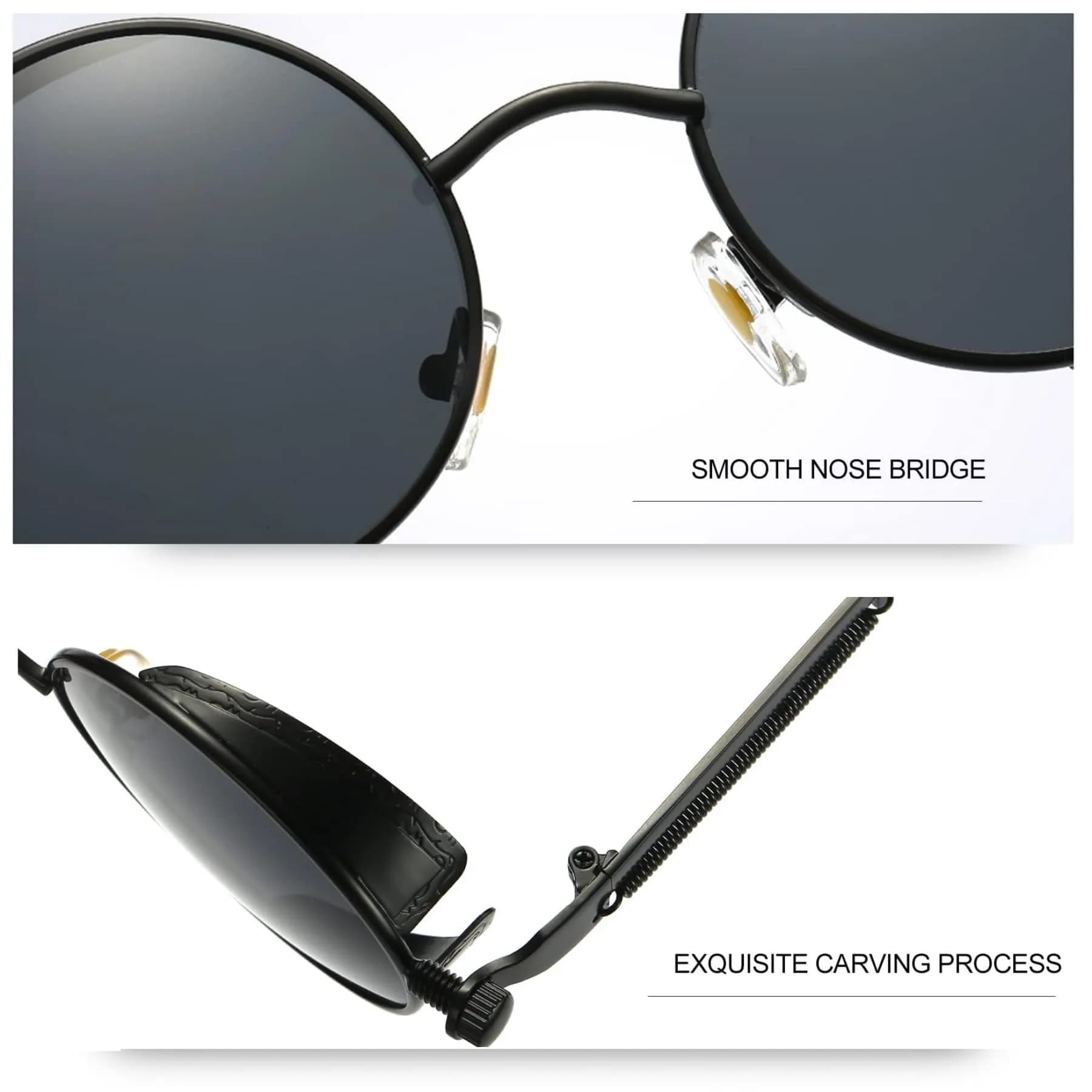 Joopin Matte Black Black Small Round Metal Frame Sunglasses with Polarized UV400 Protection (46mm) - view 4