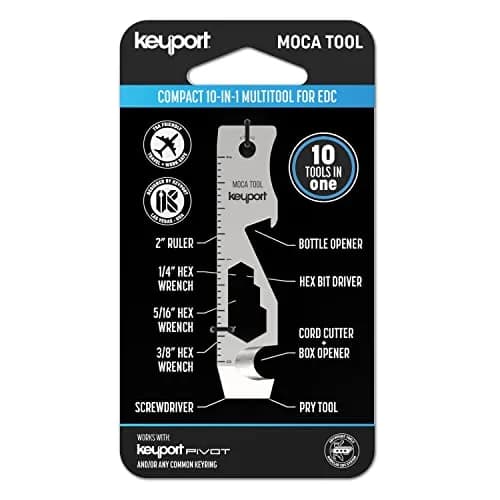 Keyport MOCA 10-in-1 Keychain Multitool - Flat EDC Key Tool - Silver | 2.7" (6.86 cm) Ruler & Wrench Set thumbnail 1