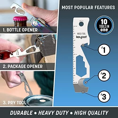 Keyport MOCA 10-in-1 Keychain Multitool - Flat EDC Key Tool - Silver | 2.7" (6.86 cm) Ruler & Wrench Set thumbnail 2