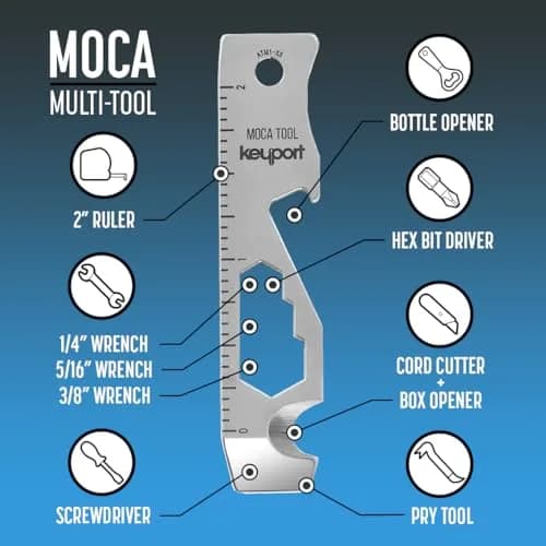 Keyport MOCA 10-in-1 Keychain Multitool - Flat EDC Key Tool - Silver | 2.7" (6.86 cm) Ruler & Wrench Set thumbnail 3