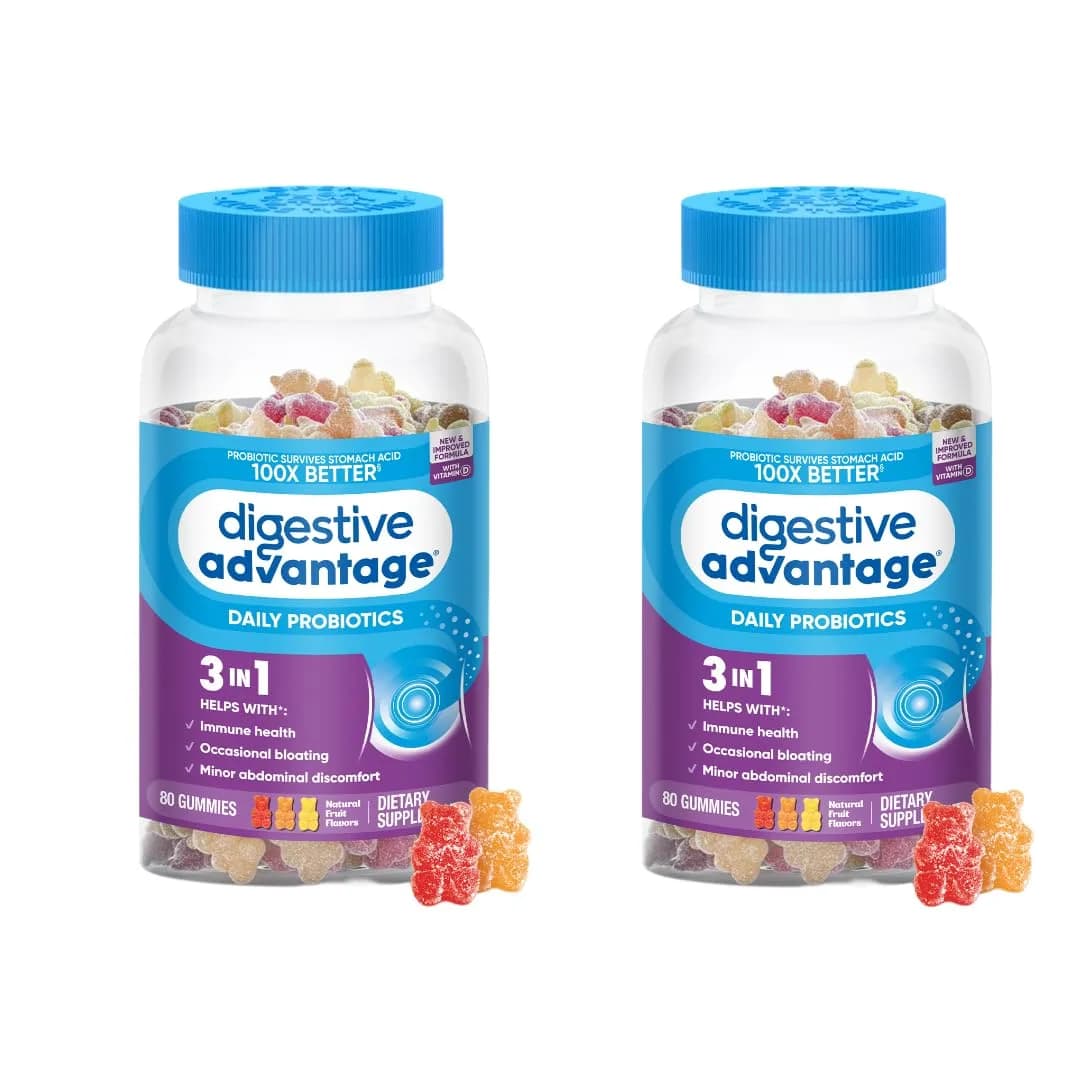 Digestive Advantage Probiotic Gummies 80 Count (2 Pack) for Digestive & Immune Support | Delicious Fruit Flavors — Gummy