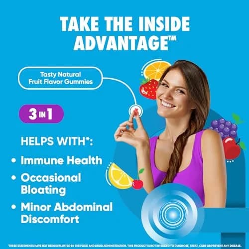 Digestive Advantage Probiotic Gummies 80 Count (2 Pack) for Digestive & Immune Support | Delicious Fruit Flavors thumbnail 3