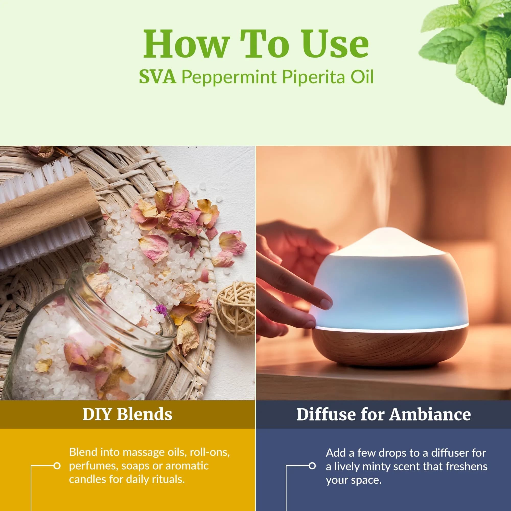 SVA Organics Peppermint Piperita Essential Oil 118ml (4 Fl Oz) | Pure Mint Aroma for Diffuser, Skin & Hair - view 6