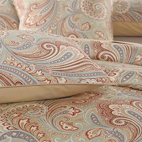 Brandream Duvet Quilt Cover Queen Size Gold Chic Paisley Regal Themed Lightweight Hypoallergenic Egyptian Cotton 800-Thread-Count Bedding Sets thumbnail 3