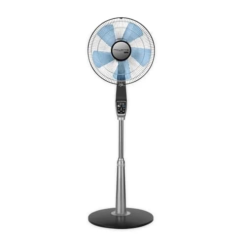Rowenta Turbo Silence Extreme Table Fan 30cm (12") | Ultra Quiet 35dB(a) 5-Speed Oscillating Fan with Remote — Silver / Floor