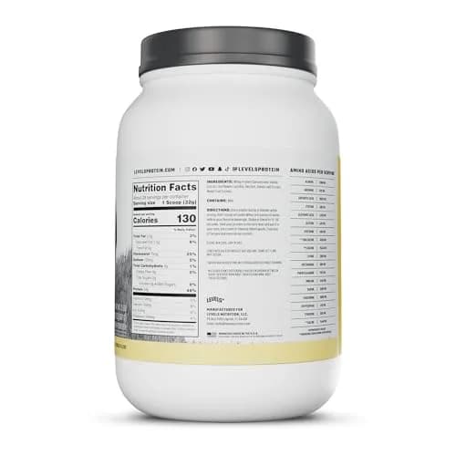 Levels Nutrition Grass Fed Whey Protein Powder Vanilla Bean 0.91 kg (2 lb) | 24g Protein Per Scoop, Clean Ingredients thumbnail 8