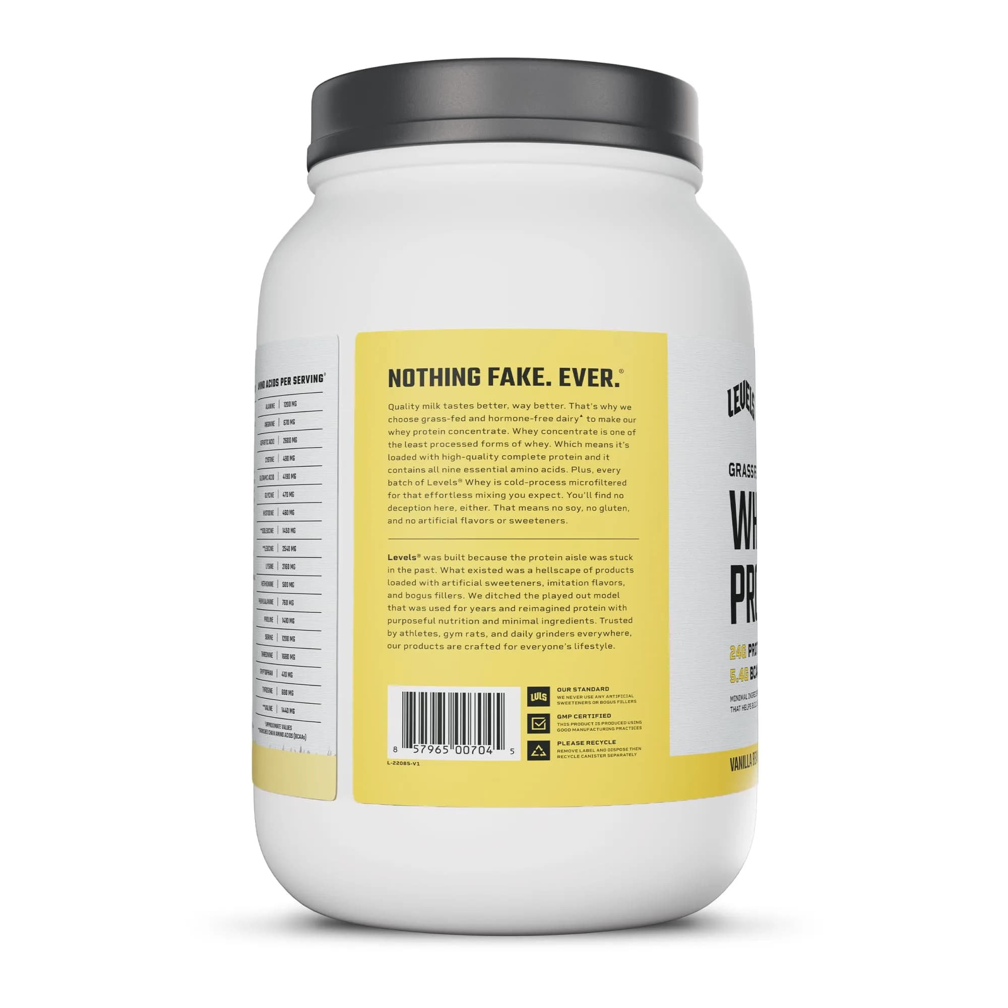 Levels Nutrition Grass Fed Whey Protein Powder Vanilla Bean 2LB | 24g Protein, Clean Ingredients - view 9