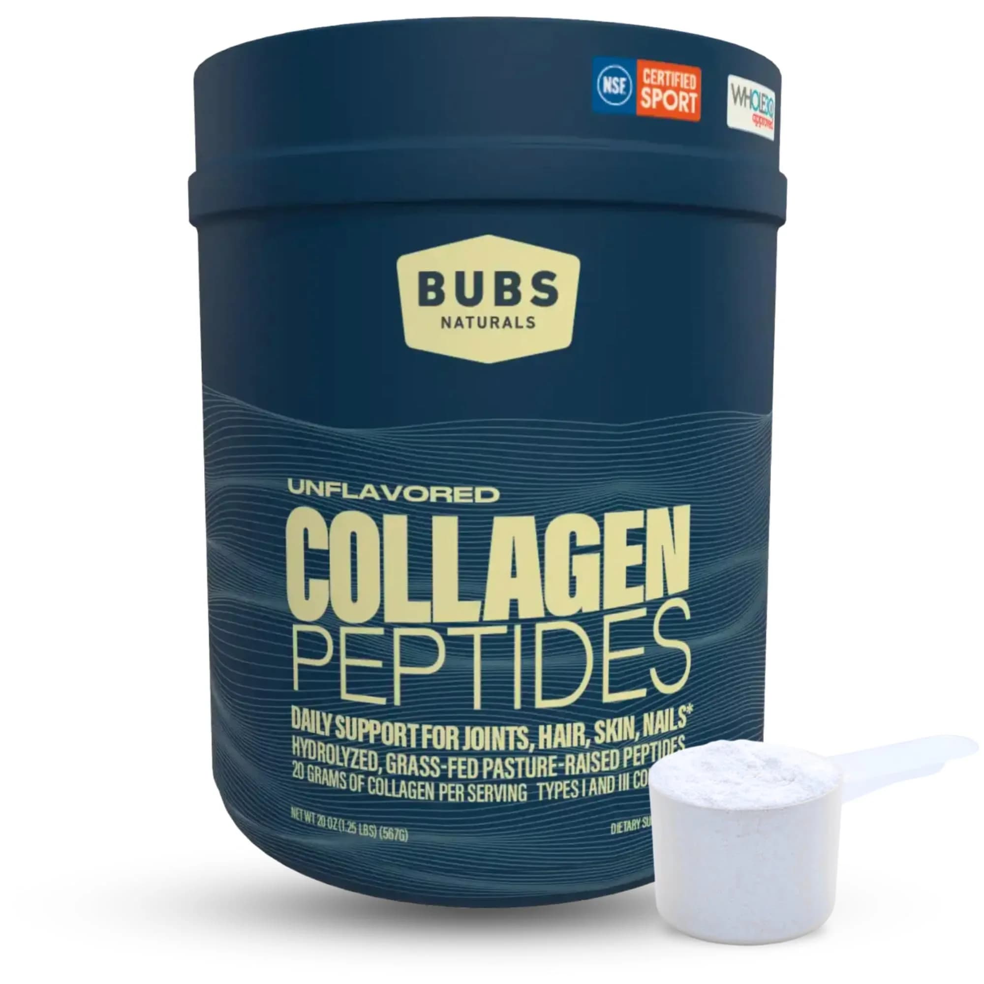 BUBS Naturals Collagen Peptides Powder, Unflavored 1.25 lb | Supports Hair, Skin & Joints — Unflavored / 1.25 Pound