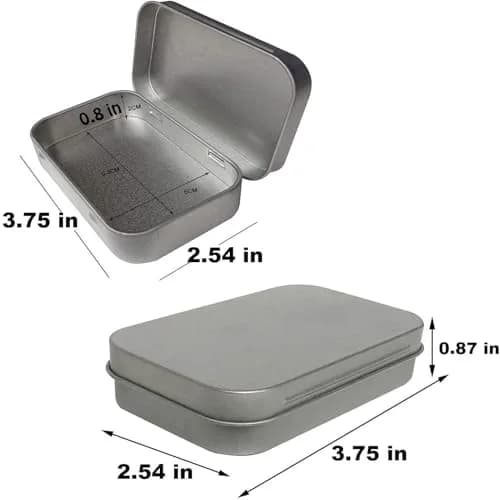 Hulless Small Hinged Tin Box Metal Storage Containers, Silver 6Pcs | Durable, Lightweight & Snug Closure for Household Items thumbnail 2
