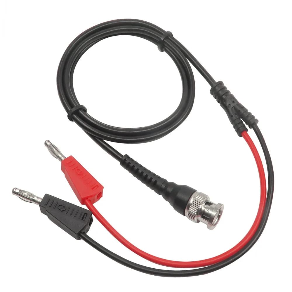 Amadget Coaxial Cable BNC Male to Dual Banana Plug Test Lead | 50Ω Impedance, 120cm Line — Black