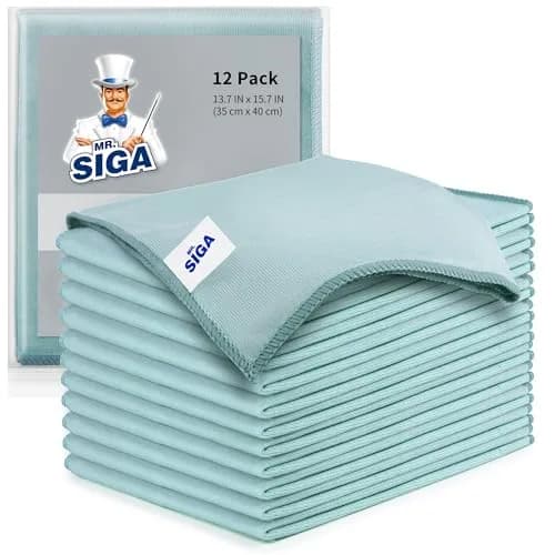 MR.SIGA Ultra Fine Microfiber Cloths for Glass, Pack of 12, 35 x 40cm | Scratch-Free, Lint-Free, Machine Washable thumbnail 1