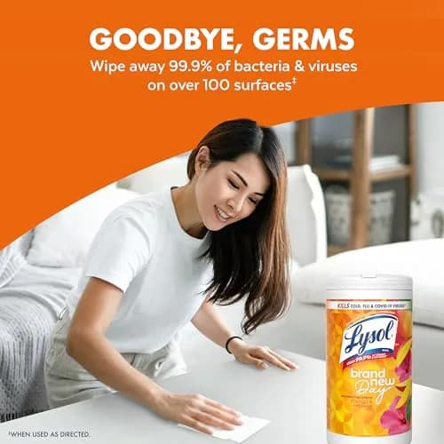Lysol Disinfecting Wipes Multi-Surface Cleaner Mango 80 ct | Kills 99.9% of Viruses & Bacteria thumbnail 5