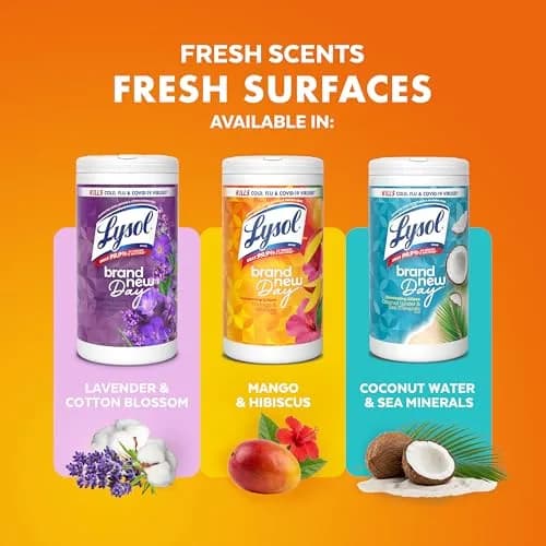 Lysol Disinfecting Wipes Multi-Surface Cleaner Mango 80 ct | Kills 99.9% of Viruses & Bacteria thumbnail 6