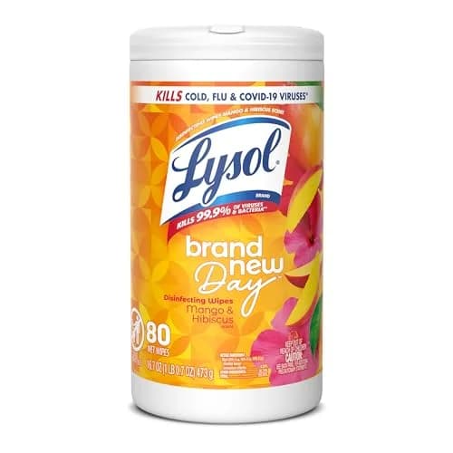 Lysol Disinfecting Wipes Multi-Surface Cleaner Mango 80 ct | Kills 99.9% of Viruses & Bacteria thumbnail 1