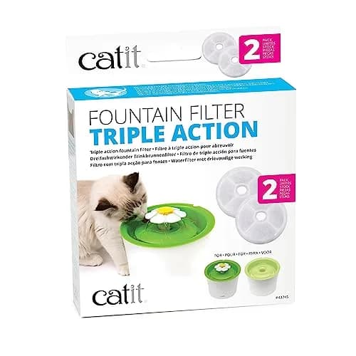 Catit Triple Action Replacement Water Fountain Filters 2 Pack | Odor & Debris Removal, Softens Hard Water, Fits Catit Senses 2.0 thumbnail 1