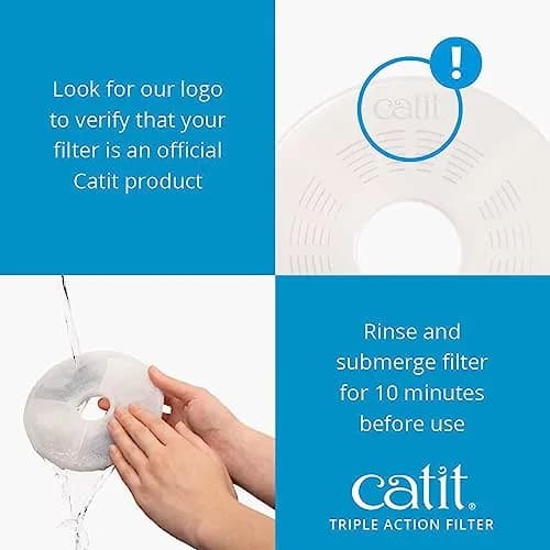 Catit Triple Action Replacement Water Fountain Filters 2 Pack | Odor & Debris Removal, Softens Hard Water, Fits Catit Senses 2.0 thumbnail 4
