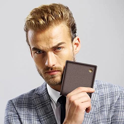 LAORENTOU Men's Genuine Leather Bifold Wallet with Zipper Coin Pocket & ID Window | Brown, 11cm x 9.5cm x 1cm (4.33" x 3.74" x 0.39") thumbnail 6