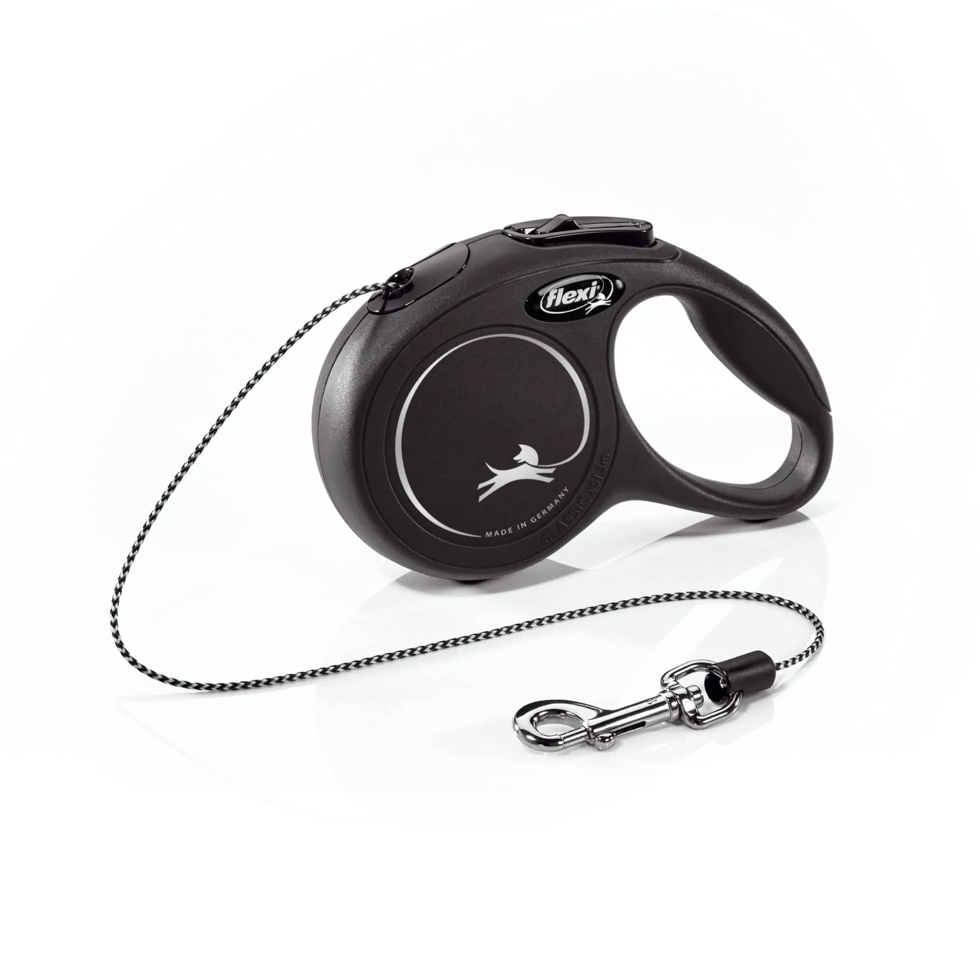 FLEXI Classic XS Cord Retractable Dog Leash 1.8 m (10 ft) Black | Tangle-Free Control for Small Dogs