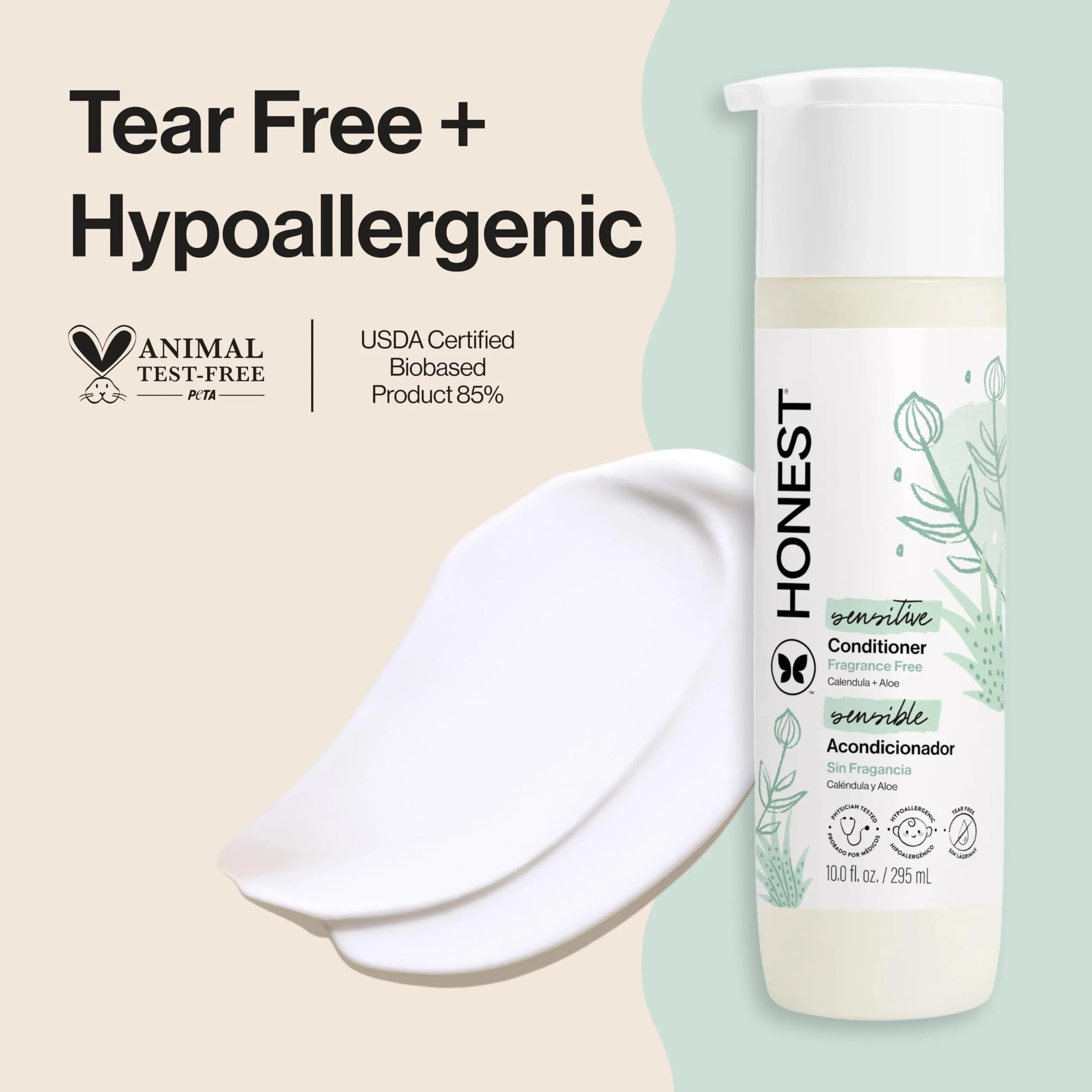 The Honest Company Fragrance-Free Conditioner 295ml (10 fl oz) | Hypoallergenic & Tear-Free for All Hair Types - view 2