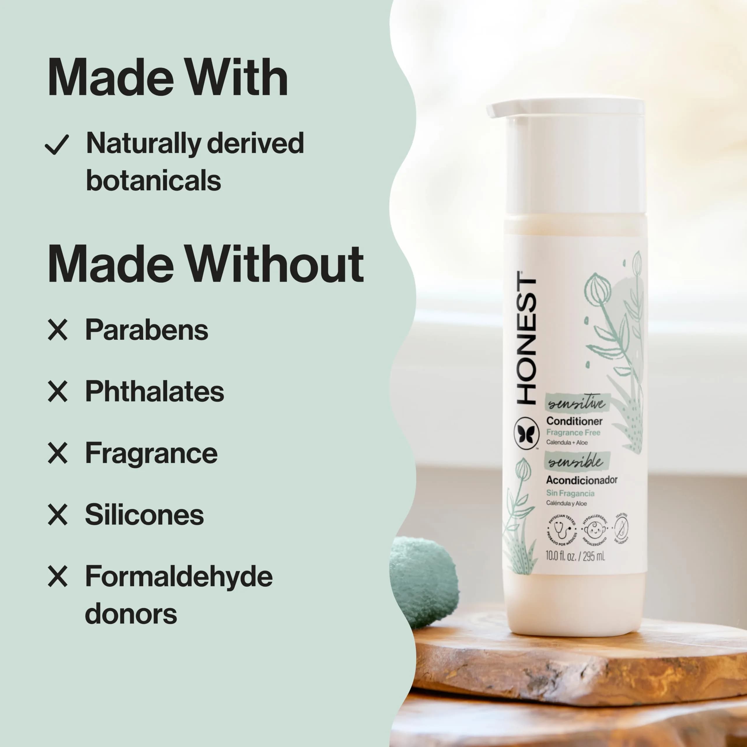 The Honest Company Fragrance-Free Conditioner 295ml (10 fl oz) | Hypoallergenic & Tear-Free for All Hair Types - view 4