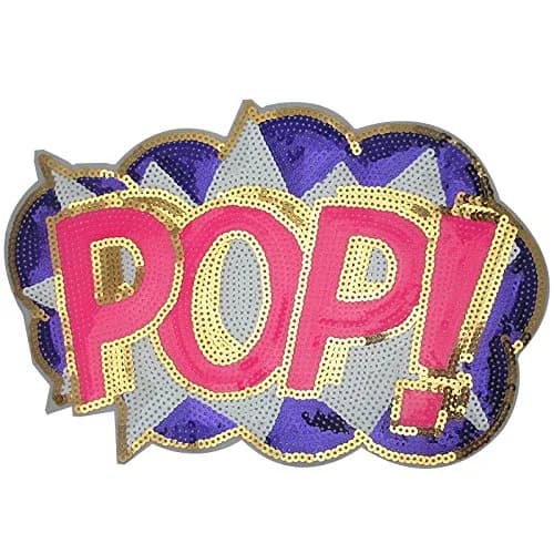 Dandan DIY Big Letter POP Embroidered Patch with Sequins Sew or Iron-On Applique 28cm (11") | Mix Colors — Pink