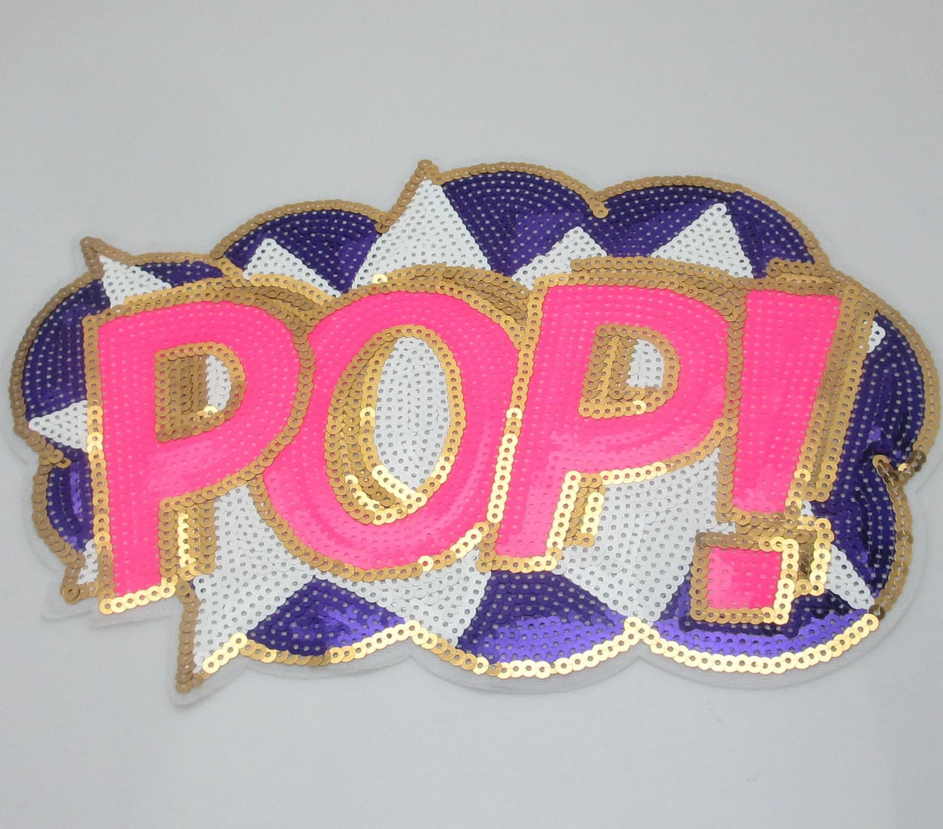 Dandan DIY Big Letter POP Embroidered Patch with Sequins Sew or Iron-On Applique 28cm (11") | Mix Colors - main product image