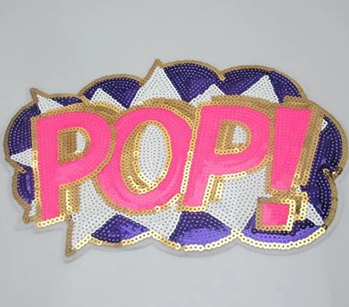 Dandan DIY Big Letter POP Embroidered Patch with Sequins Sew or Iron-On Applique 28cm (11") | Mix Colors thumbnail 1