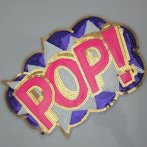 Dandan DIY Big Letter POP Embroidered Patch with Sequins Sew or Iron-On Applique 28cm (11") | Mix Colors thumbnail 2