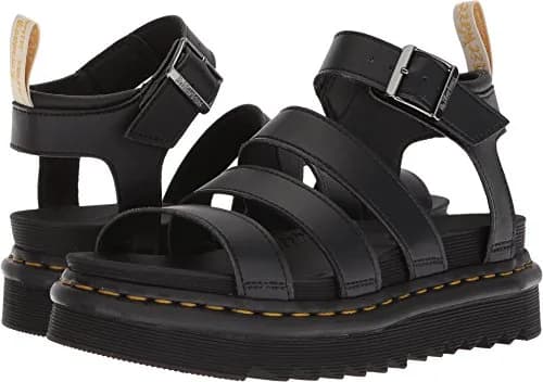 Dr. Martens Vegan Blaire Black Felix Rub Off/Black Soft Pu UK 9 (US Women's 11) M | Vegan Platform Wedge Sandal thumbnail 1