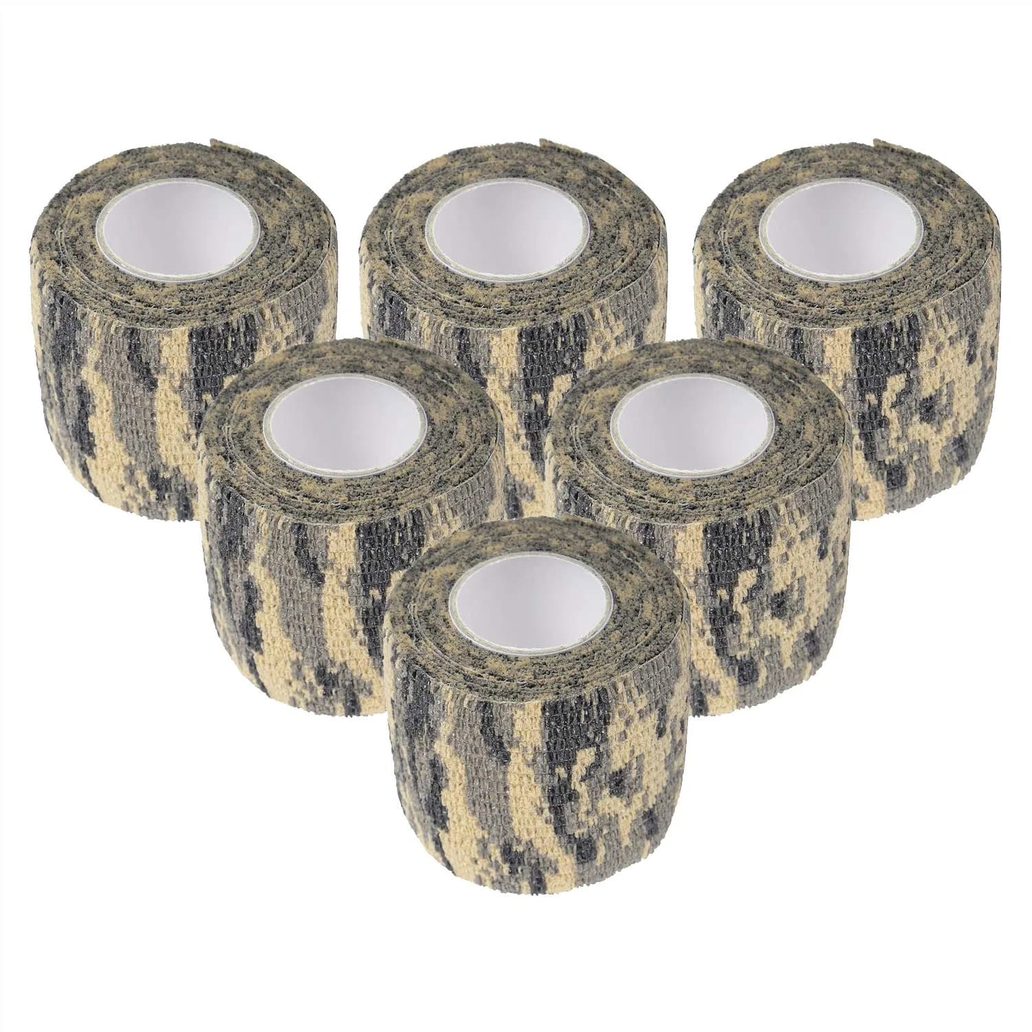 EAmber Camo Wrap Tape 5cm x 4.5m (6 Rolls, ACU Camo) | Self-Adhesive, Reusable Concealment Gear — ACU Camo