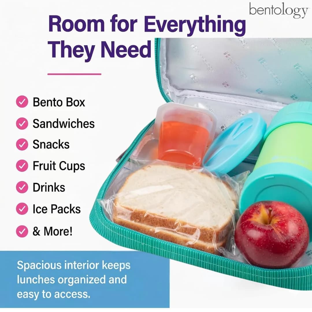 Bentology Kids Insulated Lunch Box for School with Reinforced Support Frame, 240 cu in (10 x 8 x 3 inches) - view 7