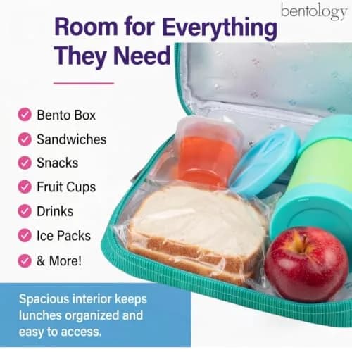 Bentology Kids Insulated Lunch Box for School with Reinforced Support Frame, 240 cu in (10 x 8 x 3 inches) thumbnail 7