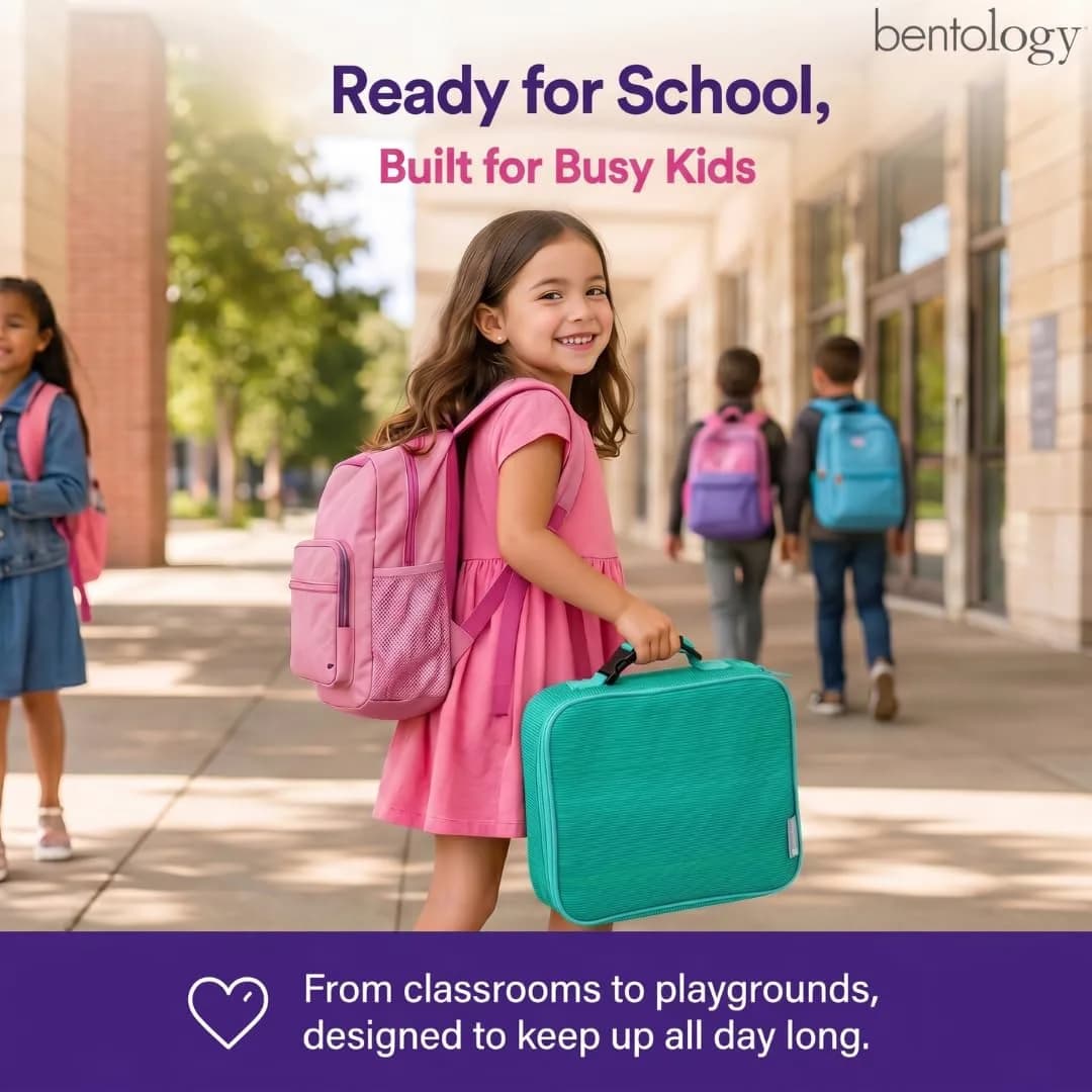 Bentology Kids Insulated Lunch Box for School with Reinforced Support Frame, 240 cu in (10 x 8 x 3 inches) - view 2