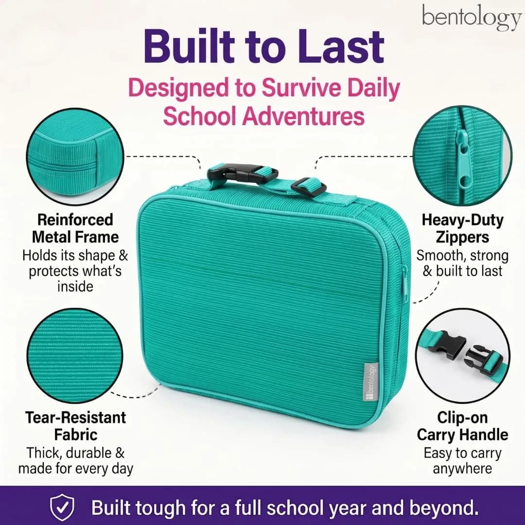 Bentology Kids Insulated Lunch Box for School with Reinforced Support Frame, 240 cu in (10 x 8 x 3 inches) - view 3