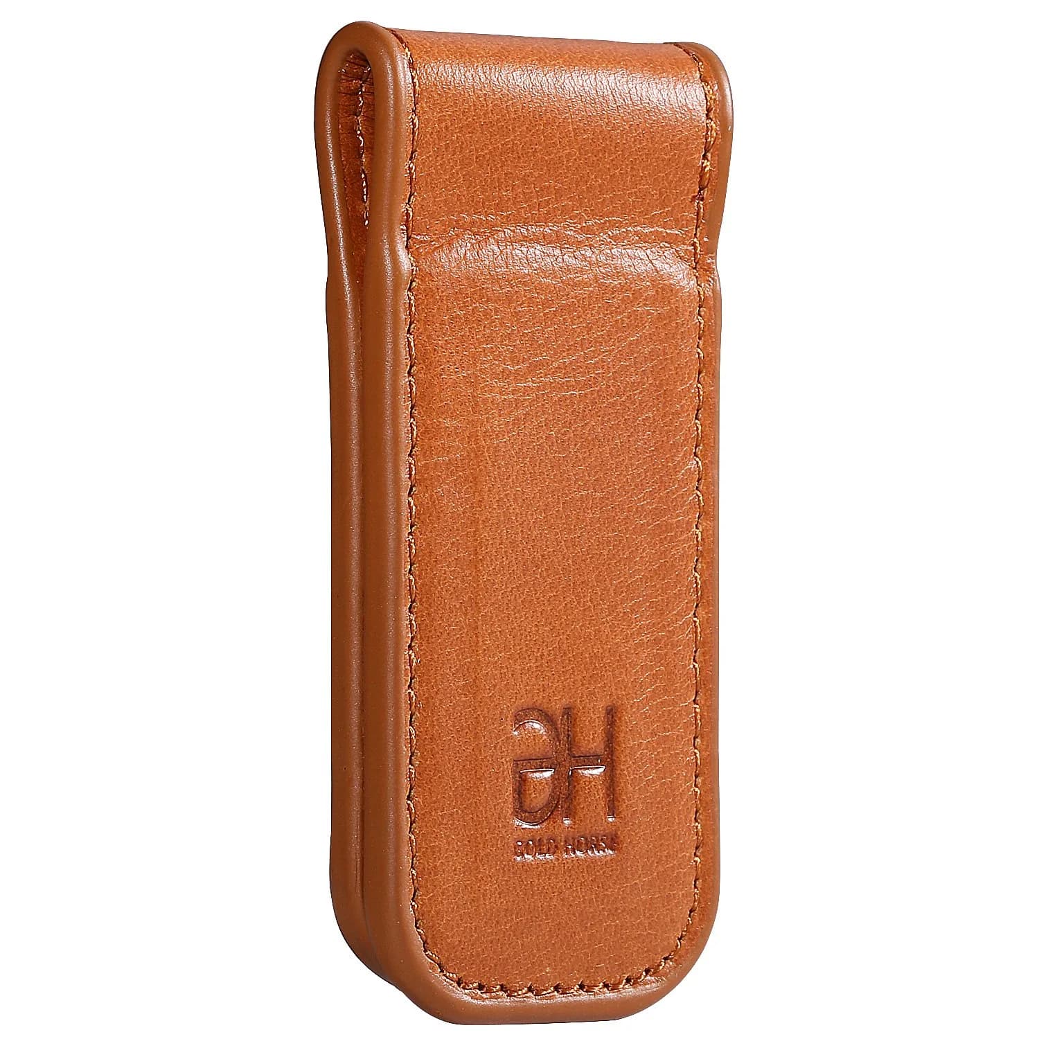 GH GOLD HORSE Slim Magnetic Money Clip Genuine Leather Business Card Holder for Men, Brown | Holds 10-15 Bills & Cards - view 2