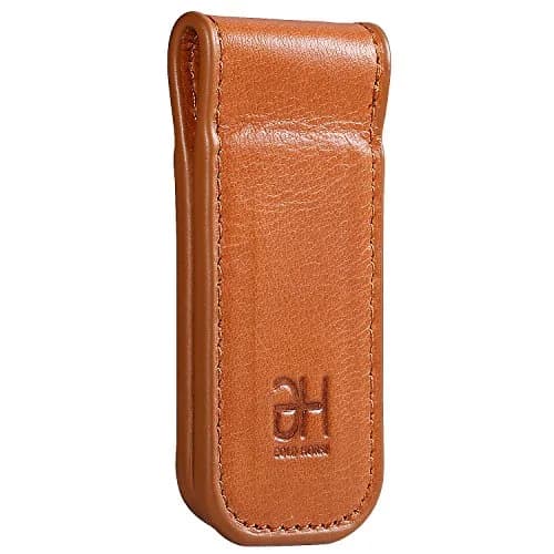 GH GOLD HORSE Slim Magnetic Money Clip Genuine Leather Business Card Holder for Men, Brown | Holds 10-15 Bills & Cards thumbnail 2