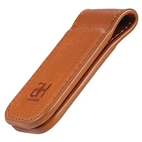 GH GOLD HORSE Slim Magnetic Money Clip Genuine Leather Business Card Holder for Men, Brown | Holds 10-15 Bills & Cards thumbnail 3