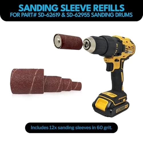 LINE10 Tools 12pk Spindle Sanding Sleeves 2in Long | Coarse 60 Grit for Curves & Contours thumbnail 3