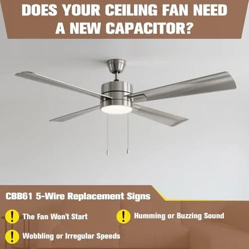 Podoy CBB61 Ceiling Fan Capacitor 4.5uF+5uF+6uF 250VAC 5-Wire 2-Pack | Restores Fan Speeds thumbnail 6