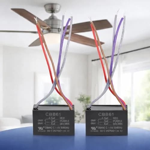 Podoy CBB61 Ceiling Fan Capacitor 4.5uF+5uF+6uF 250VAC 5-Wire 2-Pack | Restores Fan Speeds thumbnail 1