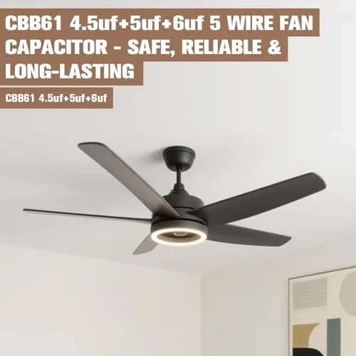 Podoy CBB61 Ceiling Fan Capacitor 4.5uF+5uF+6uF 250VAC 5-Wire 2-Pack | Restores Fan Speeds thumbnail 7