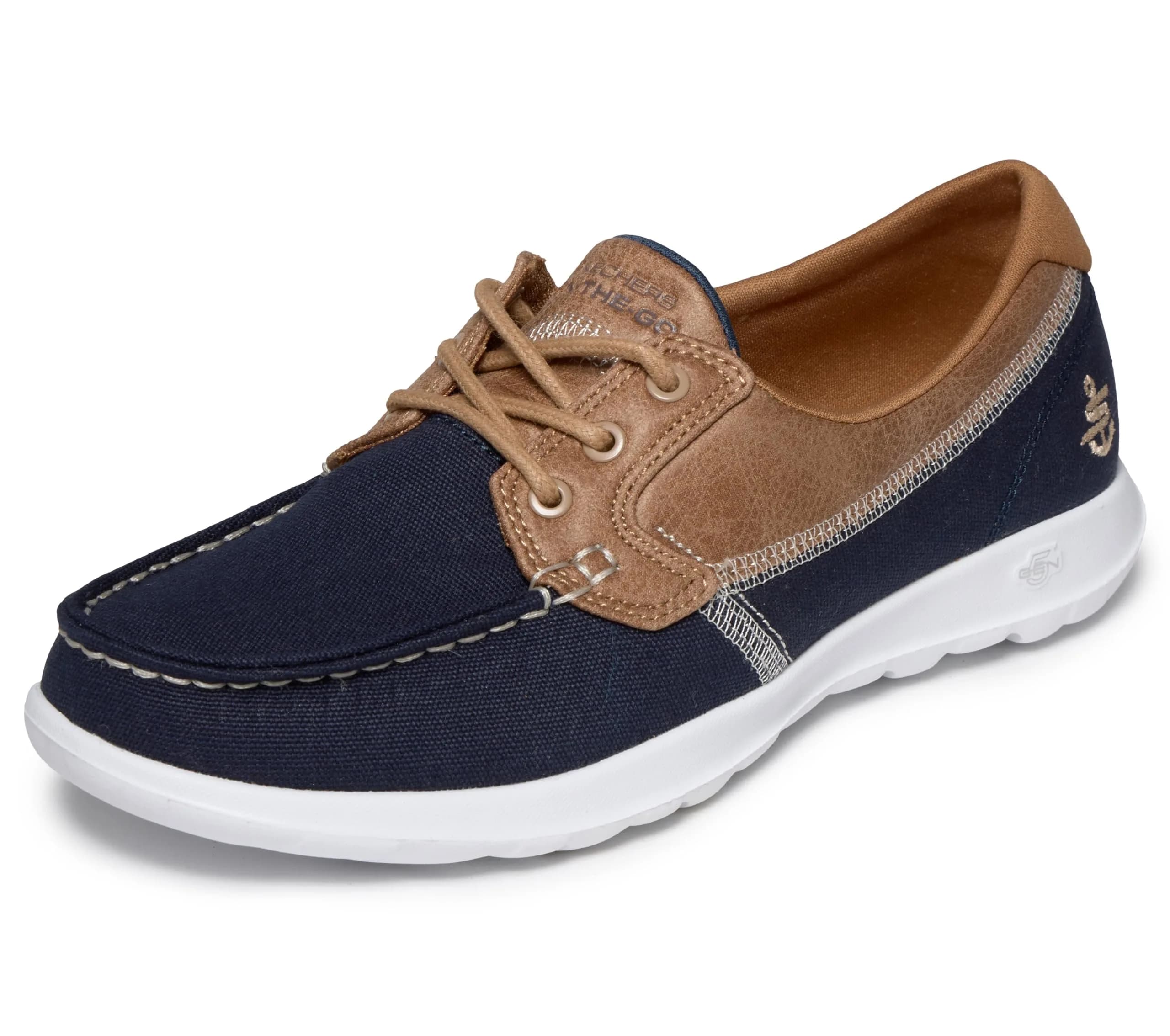 Skechers Performance Women's Go Walk Lite Wide Boat Shoe Navy 7 W US | Lightweight Walking Comfort - main product image