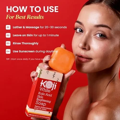 Koji White Pure Kojic Acid Soap Bar 160g (5.64 oz) | Gentle Brightening & Exfoliation with Vitamin C & Hyaluronic Acid thumbnail 6