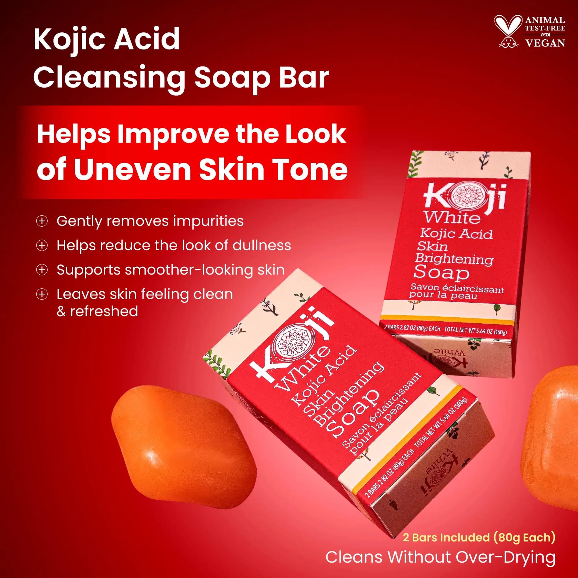 Koji White Pure Kojic Acid Soap Bar 160g (5.64 oz) | Gentle Brightening & Exfoliation with Vitamin C & Hyaluronic Acid - view 2