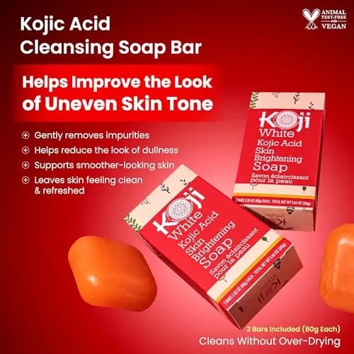 Koji White Pure Kojic Acid Soap Bar 160g (5.64 oz) | Gentle Brightening & Exfoliation with Vitamin C & Hyaluronic Acid thumbnail 2