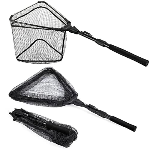 PLUSINNO 1.0m Extendable Fishing Net with 20" (52cm) Hoop, 21" (53cm) Deep Net | Foldable & Lightweight Landing Net for Bass Trout Salmon thumbnail 1