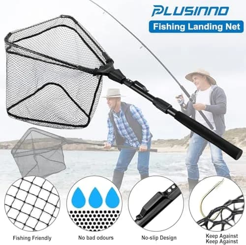 PLUSINNO 1.0m Extendable Fishing Net with 20" (52cm) Hoop, 21" (53cm) Deep Net | Foldable & Lightweight Landing Net for Bass Trout Salmon thumbnail 4