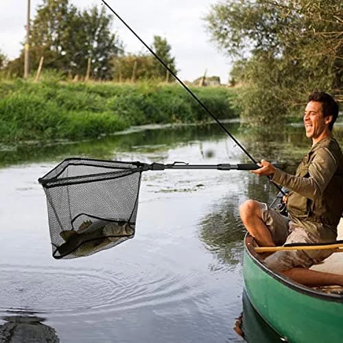 PLUSINNO 1.0m Extendable Fishing Net with 20" (52cm) Hoop, 21" (53cm) Deep Net | Foldable & Lightweight Landing Net for Bass Trout Salmon thumbnail 7